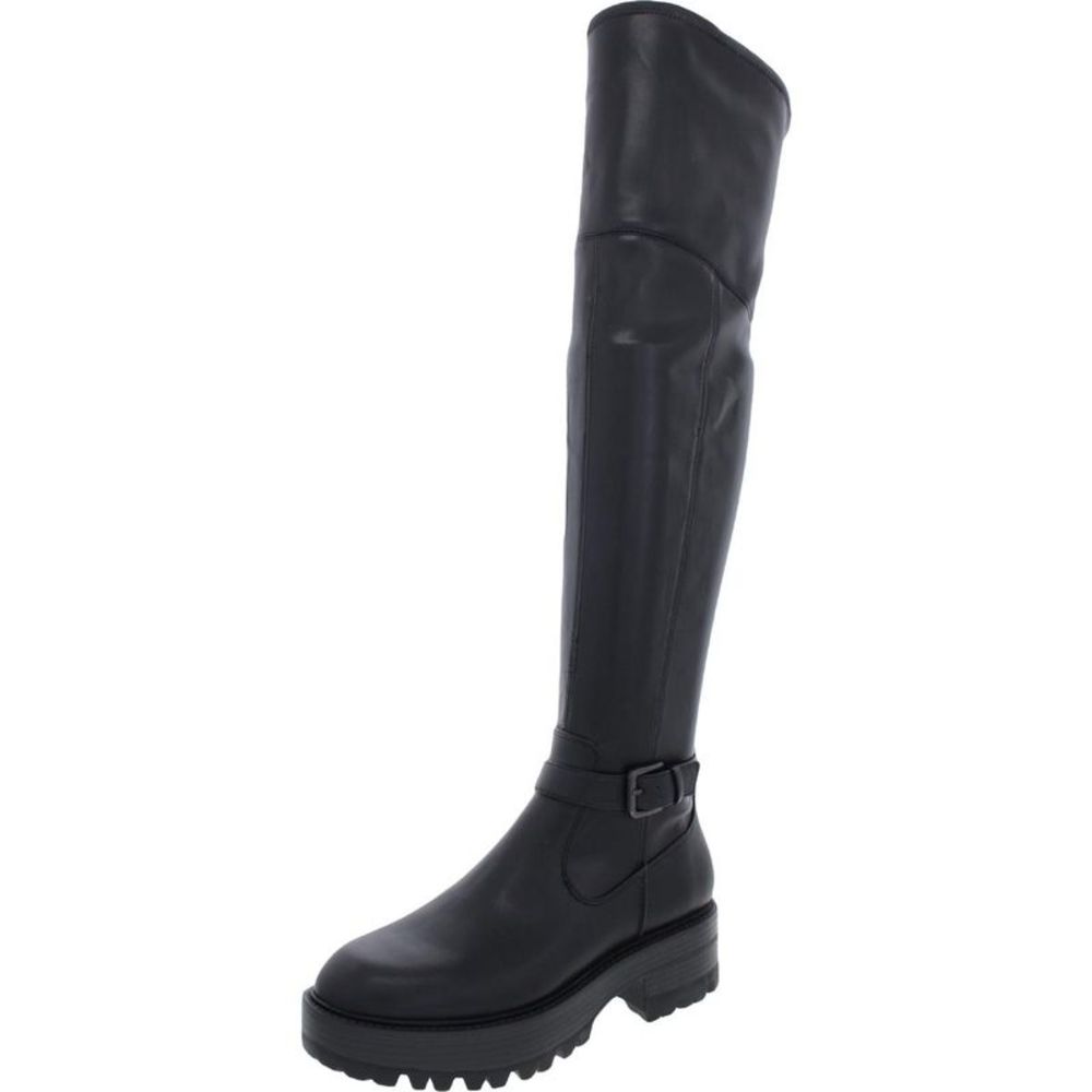 Guess Frazer Black Faux Leather Lugg sole.  Knee-High Boots